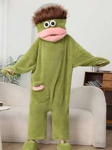2026 New Couple Cartoon Monster Bathrobe, Unisex, Fun Big Mouth Long Fur Thickened Coral Fleece Sleepwear, Super Soft Skin-Friendly Warm Loose Home Wear, Comfortable Warm Indoor Casual For Autumn/Winter, Back To School Gift - Multicolor - View 7