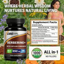 Premium Berberine HCL Supplement With 1000Mg - Contains Pure True Ceylon Cinnamon, Milk Thistle, And Turmeric For Natural Health And Wellness. A Natural Gift For Health And Happiness, Suitable For Everyone. 60 Capsules Easy Take,Packaging May Vary - Excellent Berberine(5 Pcs) - 查看 3