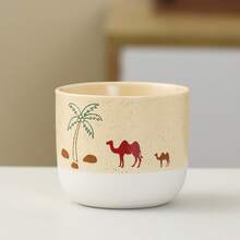 1 pezzo Tazza da caffè espresso in ceramica vintage con paesaggio desertico e cammello, tazza per latte art con design bicolore, stile INS, tazza da tè pomeridiana per la casa, regalo per le vacanze per famiglia, amici e colleghi - 1 pz - Visualizzare 4