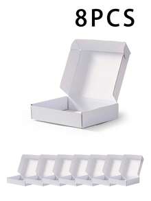 8-Pack - Sturdy White Corrugated Cardboard Boxes, Perfect For Small Businesses, E-Commerce, Shipping And Packaging | Gift And Storage Boxes, Corrugated Gift Boxes For Shipping And Packaging, Small Mailing Boxes, White Mailing Boxes, Flat Corrugated Cardboard, Document Mailing Boxes, Jewelry Packaging - White - View 8