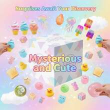 WPETLE 1pc Viral Cute Design Stress Relief Squeeze Toy, Multiple Styles, High Elastic Soft Silicone Material, Dreamy Dopamine Girly Style, Student Dorm/Office Desk Decor/Fun Interaction With Friends/Holiday Gift, Gradient Macaron Color, Soft And Healing, Durable And Non-Sticky, Odorless, Slow Rebound Design For Enhanced Stress Relief, Super Soft And Squishy Touch - Multicolor - View 2