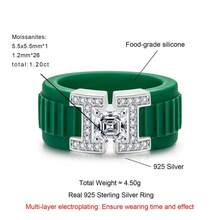 ANU JEWEL 5.5x5.5mm Moissanite Ring S925 Silver Moissanite Asscher Silicone Ring Suitable For Gift - Green - View 2