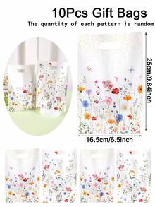 10/20/50入 春季花卉主題塑膠禮品袋 16.5*25cm 蝴蝶圖案手提袋，適用於母親節、婚禮、生日、烘焙用品、春夏派對裝飾等多種場合 - 彩色 - 查看 12