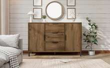 Sideboard With 2 Doors And 3 Shelves, Dark Oak - Dimensions 120x40x76cm - 深色橡木 - 查看 5