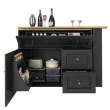 Extendable Bar Table With Storage Space - White, Kitchen Cabinet, Sideboard - Black - View 11