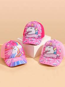 1PC Kids Cartoon Unicorn Baseball Cap, Fashionable Colorblock Duck Bill Hat, Suitable For Kids Daily, Vacation, School Sun Protection, Multiple Styles Available - Multicolor - View 2