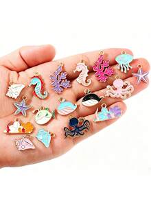 10/20/100pcs Ocean Creature Seahorse Octopus Charm Accessories DIY Alloy Pendant Cross-Border Hot-Selling Phone Chain Keychain Pendant - Random 20pcs - View 2