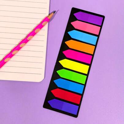 1 Pack Random Assorted Colorful Transparent Sticky Index Tabs, 100 Writeable Book Page Markers, 10 Bright Fluorescent Colors, Repositionable And Waterproof, Perfect For Notebooks, Binders, Planners, Bible Journals And Office Supplies
