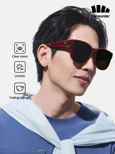 Beneunder Large Round Frame Foldable Prescription Fashion Glasses FD008