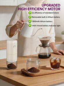 CLITON 1件裝電動咖啡研磨機，陶瓷錐形磨盤，粗細可調，一鍵控制，USB充電，研磨均勻，便攜迷你咖啡豆研磨機，適用於居家、旅行、辦公室，聖誕節、情人節、父親節、母親節節日禮物 - 彩色 - 查看 4