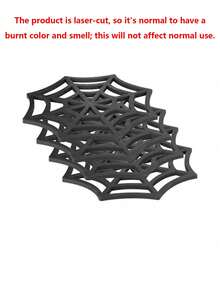 1/4/6pcs Halloween Spider Web Wooden Coasters, Creative Hollow Tabletop Decor, Gothic Style Personalized Trivet Mats For Party, Wedding, Birthday, Holiday, Home Decoration - Multicolor - View 11