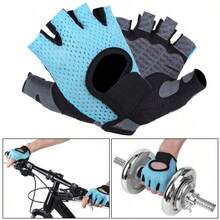 1 Pair Unisex Full Palm Protection Breathable Mesh Adjustable Hook & Loop Gloves Suitable For Fitness, Cycling, Fishing - Multicolor - View 4