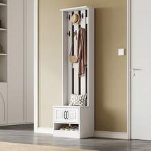 Hall Tree White Made Of Wood For Entryway And Hallway - 白色 - 查看 2
