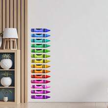 1set Colorful Crayon Wall Stickers, Self-Adhesive Paper, Suitable For Home Decoration, Room Decoration, Wall Decoration, PVC Waterproof Material, Removable - Self-adhesive - View 5