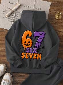 [Halloween] 1pc Halloween Spider Web Spider #67 Kids Sweatshirt Dark Grey 6-7 Years Old Birthday Boys Girls Spring/Autumn - Dark Grey - View 4