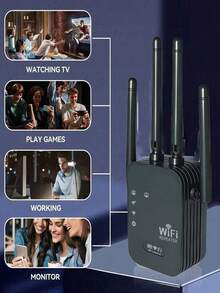 WiFi Extender Signal Booster For Home Office, 300Mbps WiFi Repeater 2.4GHz Dual Band Wireless Booster Long Range Covers Performance Home Cellular Repeater Amplifier - US A Type Plug(110-127V) - View 3