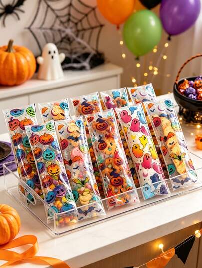 100pcs Halloween Gift Bags Self-Sealing, Halloween Pumpkin Ghost Gift Packaging Bags, Halloween Party Candy Bags, Halloween Candy Bags, Halloween Decorations, Trick Or Treat, Halloween Party Supplies, Happy Halloween Decorations, Halloween Tabletop Decor, Halloween Cookie Bags Baking Bags, Halloween Gift Packaging Supplies, Halloween Home Decor, Halloween Room Decor, Day Of The Dead Decorations, Halloween Gifts, Party Favors, 2027 New Year Decorations
