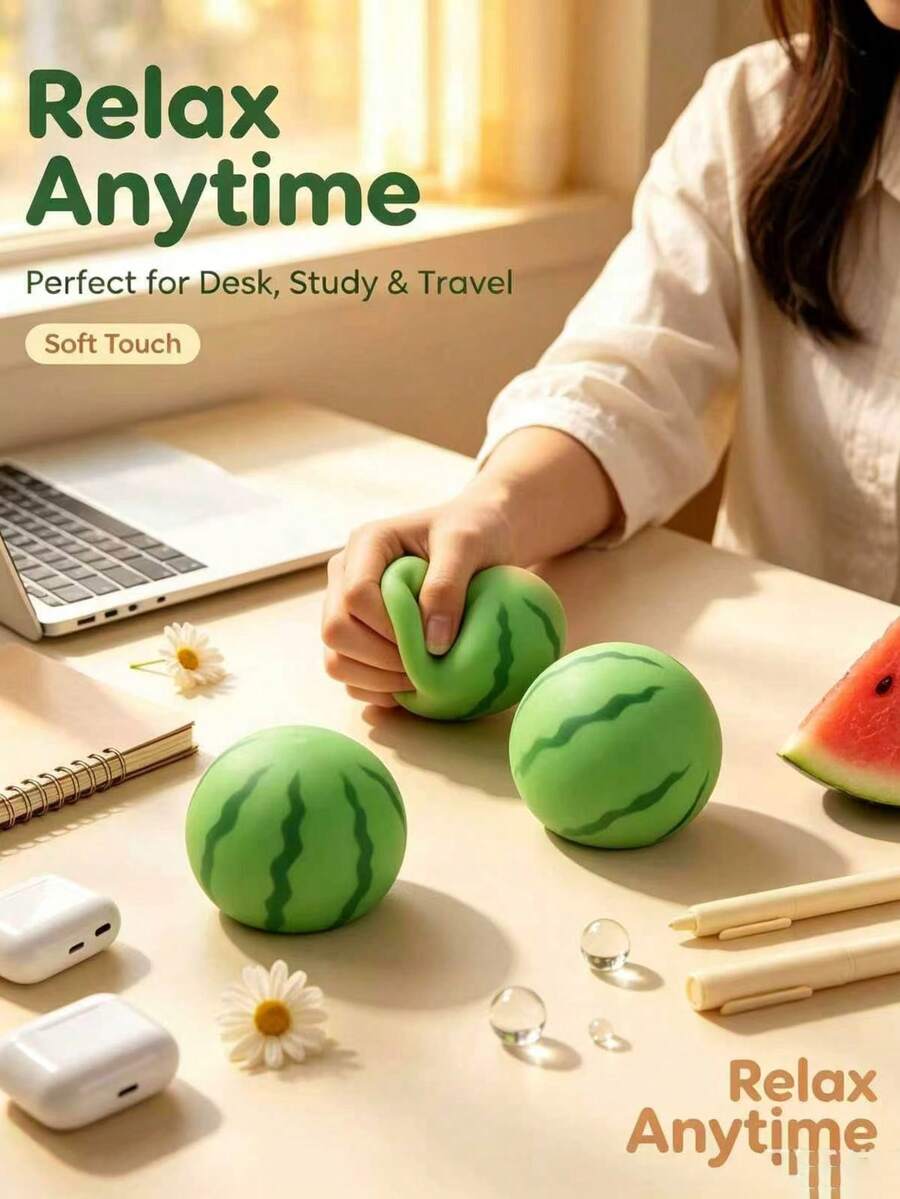 Squishy Fidget Toys Summer Watermelon Squeeze Toy, Stress Relief Fidget Toy, Slow Rebound Squeeze Toy - Multicolor - View 1