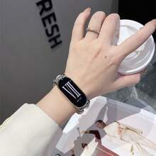 1 buah Tali Jam Tangan Rantai Mutiara Stainless Steel Mewah untuk Xiaomi 8/9/10, S11/S10, Desain Perak, Nyaman, Keren, Modis, Tahan Lama dan Praktis - Putih - View 2