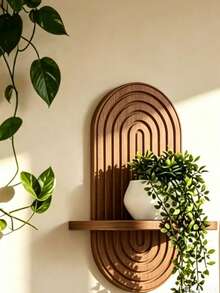 Bohemian Style Arched Floating Shelf, Wooden Wall Decor Storage Rack, Suitable For Potted Plants, Wall Flower Rack, Suitable For Bedroom, Living Room, Kitchen Wall Decoration - Multicolor - View 11