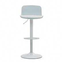 Silla Bar Ajustable Giratoria 2 Piezas Gris Plástico Cuero Sintético - Blanco - Ver 6