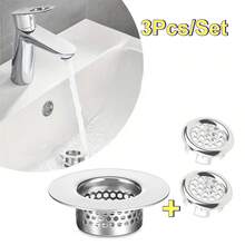3pcs/Set, Sink Filter Drain Strainer Set, Fine Mesh Stainless Steel Food & Hair Catcher With ABS Overflow Stopper Rings, Round Removable Basket, Rustproof Easy-Clean Design, For Kitchen & Bathroom Sink, Universal Drainage Protector, Practical Househo - Strainer + Net Ring - View 2