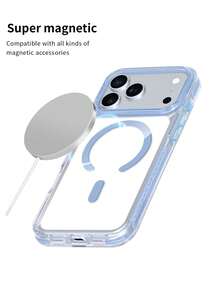 Koolife 1pc High Transparency 2.0mm PC Back Plate With Magnetic Wireless Charging, Detachable Lanyard Hole Stand, Side Color Lining, One-Piece Molded Epoxy Lens Frame, Full Coverage Phone Protective Case Compatible With IPhone 18 Pro/18 Pro Max/17 Pro Max/17/17 Pro/17 Air/16/16 Pro/16 Plus/16 Pro Max/11/11 Pro/11 Pro Max/12/12 Pro/12 Pro Max/13/13 Pro/13 Plus/14/14 Pro/14 Plus/14 Pro Max/15/15 Pro/15 Plus/15 Pro Max - Far Peak Blue - View 3