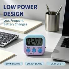 Universal Home Gradient Digital Timer, High Sensitivity Sensor For Stable And Accurate Timing, Large Comfortable Buttons To Prevent Accidental Press, Large Screen With White Background And Black Digits For Clear Reading, Mini Versatile Body Fits Various Spaces, Suitable For Cooking Timing, Student Pomodoro Study, Workout Interval Timing - AAA Batteries Not Included - Gradient - View 2