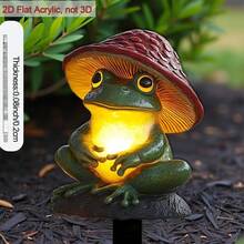 2D Flat, 1pc Acrylic Ground Stake, For Soil And Yard Decoration, Frog With Mushroom Hat Shaped Planter Accent, Garden Decor Ornament, Perfect For Outdoor Yard Decoration, 2D Flat - A - View 7