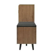 Modern Shoe Bench With Wood Grain, Storage Cabinet, 4 Storage Doors, Asymmetric Metal Handles, - Natural - View 11