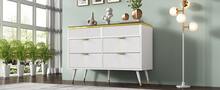 White Sideboard With 6 Drawers - Storage Space For Bedroom And Living Room - 120x40x76 Cm - White - View 9
