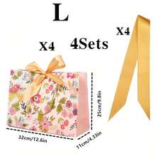 1/2/4/6 Sets de Bolsas de Regalo de Papel con Asas, Bolsas de Regalo para Fiestas con Diseño Floral y Cinta, Diseño Floral de Primavera y Rosa Romántico, Adecuado para Bodas, Cumpleaños, Día de San Valentín, Navidad, Acción de Gracias - Múltiples estilos - Ver 21