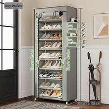 Grey Dust-Proof Shoe Rack, Multi-Layer Minimalist Freestanding Shoe Storage Rack, Easy Assembly Space-Saving Storage Rack, Suitable For Dorms And Homes, 6/8/10 Layers Optional (Can Hold 15-27 Pairs Of Shoes) - Grey - View 13