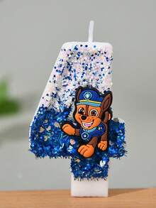 1件裝 Paw Patrol 0-9 數字蠟燭 粉藍色生日蛋糕裝飾用品 可愛動漫狗狗造型派對配件用品 - 卡通 - 查看 32