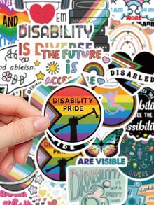 50 pezzi Adesivi Orgoglio Disabilità per decorare Agenda, Diario, Scrapbook, Quaderno, Bagaglio, Chitarra, Skateboard, Manuale, Tablet, Borraccia, Telefono - Orgoglio disabilità - Visualizzare 4