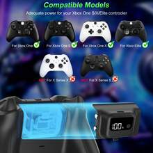 Xb Ox One/S/X/Elite Rechargeable Battery, 1200mAh LED Digital Battery Level Display 1% Battery, 3-4 Hours Charging For 40 Hours Gaming, 2000+ Times Charging, Black, Only Compatible With One/S/X/Elite - Black - View 8