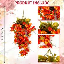 1/2pcs Artificial Hibiscus Flowers, Autumn New Wedding Decor, Wall Hanging, Home Decor, Thanksgiving Decor, Indoor Decoration - Orange-red - View 3