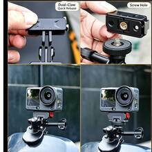 通用鋁合金摩托車擋風玻璃支架,適用 Osmo Action 6/5/4/3 與 Osmo Nano,含磁吸轉接快拆板,Action 5 Pro 相機擴充配件安裝套件 - 查看 5