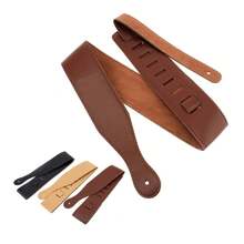 Correa de guitarra de cuero genuino, duradera y ajustable, adecuada para guitarra eléctrica y bajo, accesorio universal para instrumentos musicales G99D - Marrón claro - Ver 9