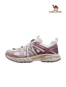 CAMEL CROWN 女款戶外休閒鞋，戶外運動登山防滑攀岩徒步網布透氣鞋 - 灰/粉 - 查看 6