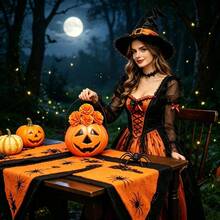 Halloween Pumpkin Flower Bucket Witch Costume Holiday Atmosphere Decoration Props Handheld Ornament - 4 Flowers + Pumpkin Bucket - View 9