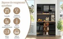 Modern White Sideboard - Adjustable Shelves - Black and Natural - View 3
