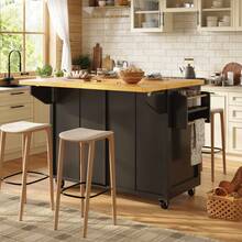 High Quality Kitchen Island, Serving Cart With Storage Space, Mobile Buffet - Black - View 8