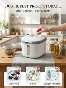 A Rice Storage Container, Insect-Proof, Moisture-Proof, Airtight, Suitable For Storing Rice, Flour, Cat Food, And Dog Food In A Household. - View 6