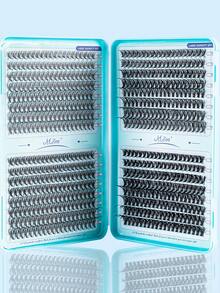 640/528pcs D Curl Faux Mink False Eyelashes Set, 10D-150D Mixed Density, Soft & Lightweight Self-Adhesive DIY Cluster Lashes, Suitable For Daily Home Layered Eye Makeup - D - View 7