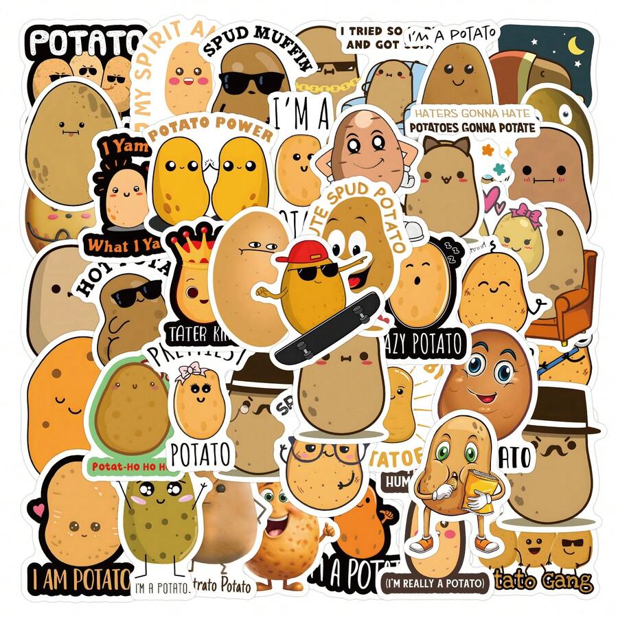 Cartoon Potato Stickers, Arts & Crafts, For Decorating Stationery, Water Bottles, Luggage, Refrigerator, Skateboard, Guitar - 1 Set - View 1