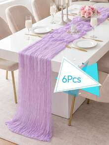 Lilac Purple Lavender Cheesecloth Table Runner Boho Rustic Gauze Cheese Cloth Runner ,For Weddings,Wedding Decor,Room Decor,Home Decor,Kitchen Deccor,Party Decor,Can Be Used As Chair Back Ties, Festivals, Engagement And Other Occasions - Purple - View 15