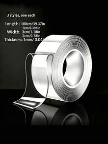 Super Strong Double-Sided Nano Tape Roll, Multiple Sizes, Strong Adhesive Reusable Sticky Strips, Multi-Purpose Tape Suitable For Crafts, Home, Office, Perfect For Christmas Holiday Wall Decoration, Transparent Heavy Duty Tape Suitable For Various Surfaces, Essential Daily DIY Gift - Multicolor - View 6