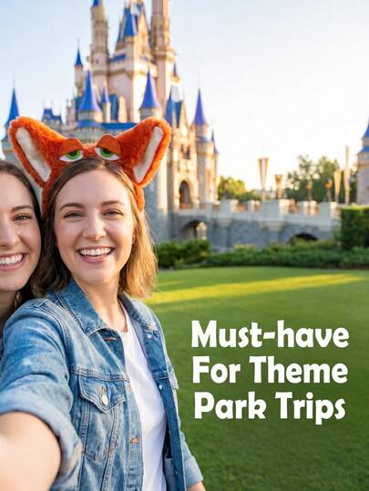 Disney Zootopia Nick Wilde Fox Plush Ear Headband, Fluffy Orange Hair Bows,Cute Cosplay Costume Accessory For Halloween Party & Theme Park Accessories