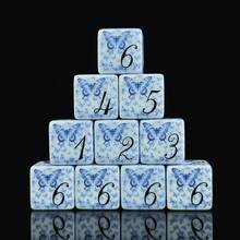 6pcs Blue And White Butterfly Game Dice, Oriental Floral Butterfly Pattern Six-Sided Acrylic Dice, Vintage Chinese Style Tabletop Board Game Dice, Suitable For Game Night And Dice Collection - Multicolor - View 6